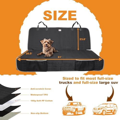 Reliadura Dog Car Seat Cover for Back Seat, Washable Bench Seat Cover for Truck - Image 3