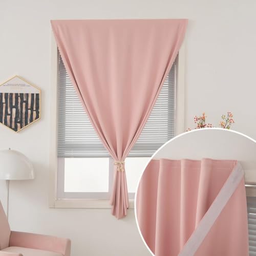 Thermal Blackout Curtains with Self-Adhesive Tape, No Rod No Drill Easy Install - Image 6