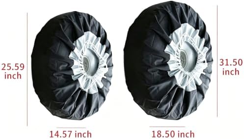 Car Black Sliver 13-19'' Spare Tire Tyre Wheel Cover Bag - Image 2