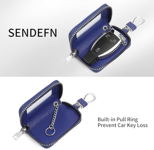 SENDEFN Universal Car Key Fob Case Leather Smart Remote Keychain Protector - Image 2