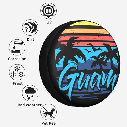Guam Island Flag Palm Trees Weatherproof Spare Tire Cover - Image 6
