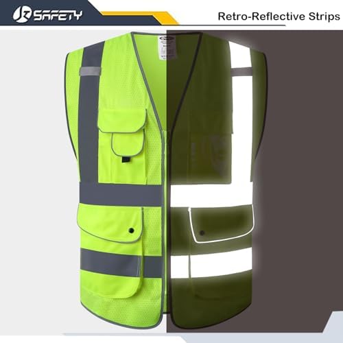 JKSafety Safety Vest for Men Women Reflective Hi Vis JK159 Yellow L - Image 3