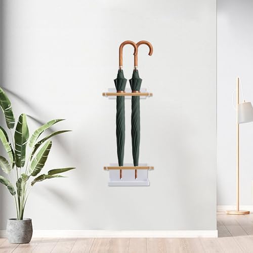 Bitray Wall Mounted Umbrella Holder White Iron Adjustable Stand No Drill - Image 6
