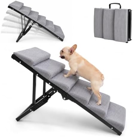 Dog Ramp for Bed, Foldable Dog Ramp, 5 Adjustable Heights, 150 lb by Chloraeon