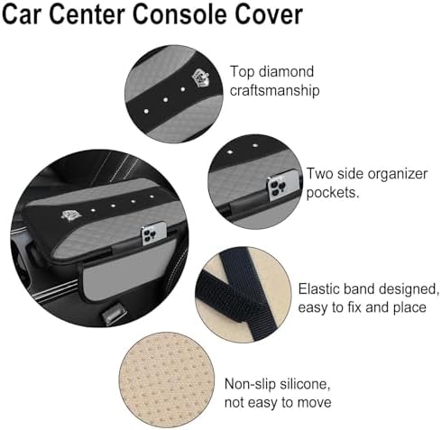 NBTEPEM 6 PCS Bling Grey Car Accessories Set, Leather Grey Steering Wheel - Image 4