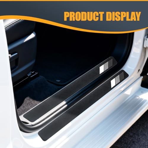 Craedli 4PCS Tri-Color Door Sill Protectors, Carbon Fiber Car Front Rear Door - Image 6