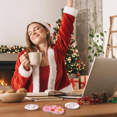 Zubebe 6 Pcs Car Coasters for Women Ceramic, Ceramic and Cork - Image 2