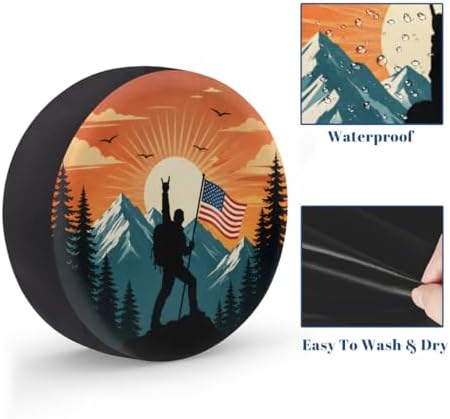 Silhouette American Flag Spare Tire Cover Wheel Covers Protectors Waterproof - Image 4