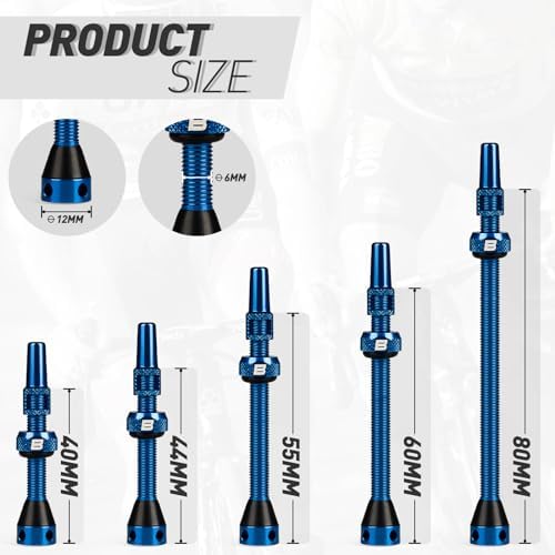 BWSHLF Tubeless Presta Valve Stem 40/44/55/60/65/70/80/100 mm, Super Light - Image 3