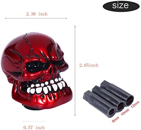 Skull Shift Knob Cars Truck Gear Shifter Stick Handle SUV Red - Image 2