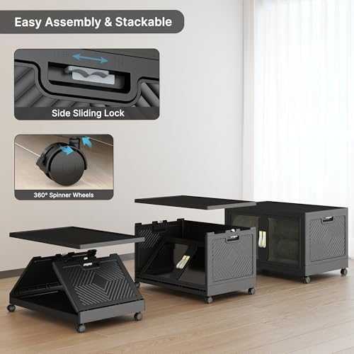 Stackable Storage Bins with Doors & Lids & Wheels - Image 4