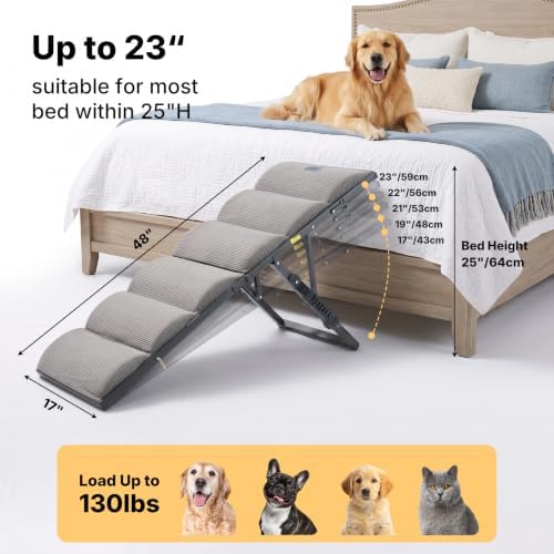 Veehoo Dog Ramp for Bed Couch Small Large Dogs, Foldable Pet Ramp 17“-23''H - Image 2
