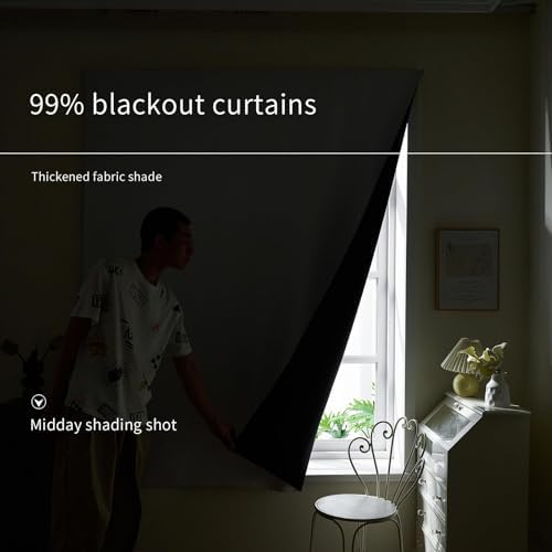AJAZZ Self Adhesive Curtains 100% Blackout Shades Window Cover Sticky Curtain - Image 2