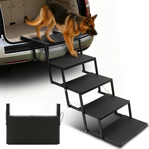 Dog Steps for Car and Truck, 25.6" H Foldable Dog Stairs for Large Dogs by Niubya