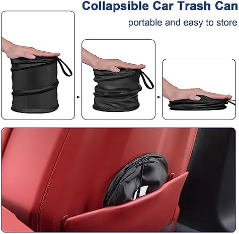 Car Trash Can, 2 Packs Mini Collapsible Pop-up Compact Garbage Can - Image 2