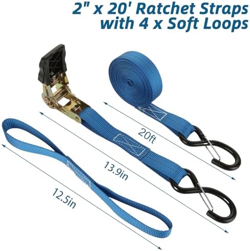 4Pack 20ft Ratchet Tie Down Straps - Image 2