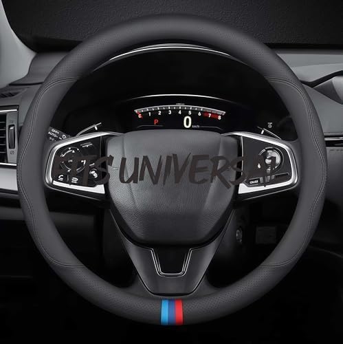 Leather Car Steering Wheel Cover, Tricolor Sporty Style, Breathable by TRROCC