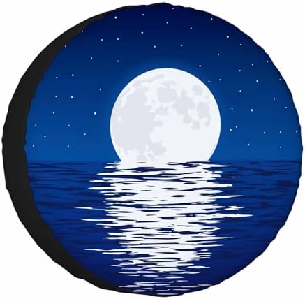 Moon Over Sea Spare Tire Cover Blue Sea by NOMEDOGYIM