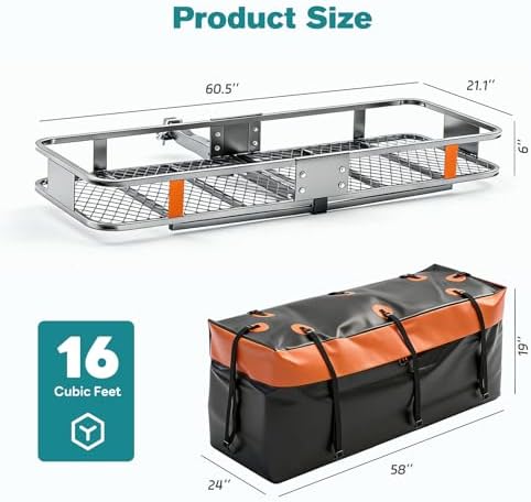 OLIXIS Folding Hitch Mount Cargo Carrier Basket - Image 3