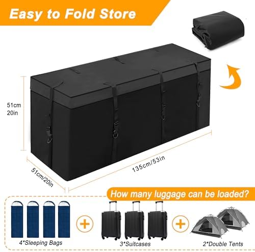MDSTOP Hitch Cargo Carrier Bag, Waterproof Cargo Bag, 12.5 Cu Ft 53"x20"x20" - Image 6