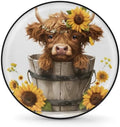 Spare Tire Cover for RV Trailer, Cute Highland Cow Sunflowers Waterproof Sun by cfpolar