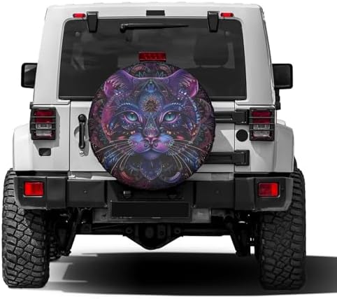 Delerain Spare Tire Cover Bohemian Mandala Cat Wheel Covers Sun Protection - Image 2