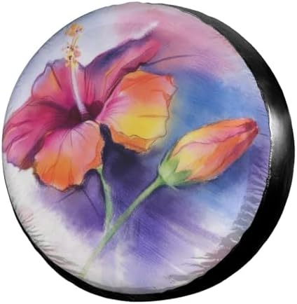Delerain Colorful Hibiscus Flower Spare Tire Cover Wheel Protectors Sun by Delerain