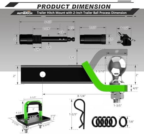 AUTMATCH Trailer Hitch Ball Mount - Image 3