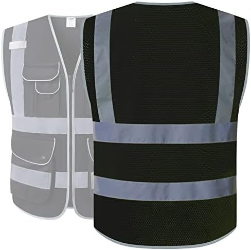 JKSafety Safety Vest for Men Women Reflective Hi Vis JK159 Black M - Image 5