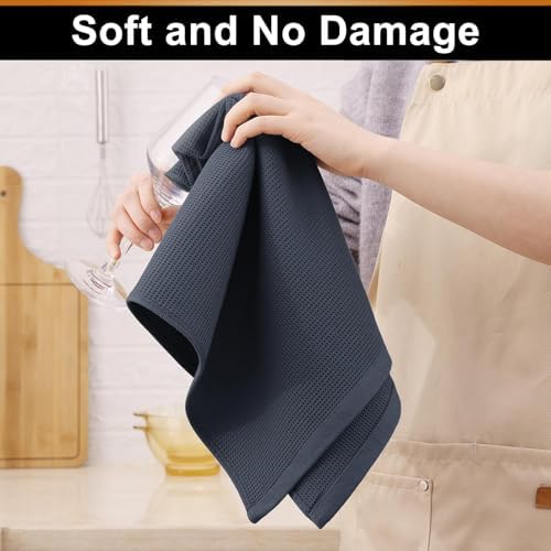 Homaxy 100% Cotton Waffle Weave Kitchen Towels, 6 Pack, Dark Grey - Image 5