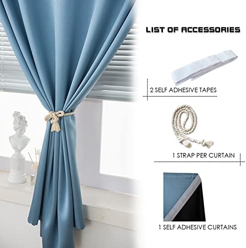 AJAZZ 100% Window Blinds Blackout Portable Blackout Curtains Adhesive Curtains - Image 2