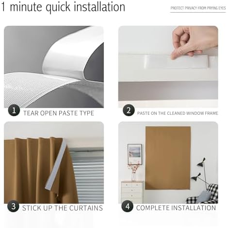 Portable Light Blocking Curtains Self-Stick Design, Removable Adhesive Window - Image 4