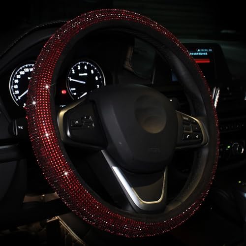 Car Bling Steering Wheel Cover for Women Girl Red Bling Accessories 15 Inch - Image 5