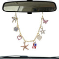Car Rearview Mirror Charm Gold Hanging Cross Butterfly USA Flag Ornament by Unknown