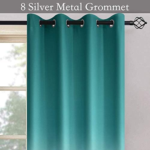 SimpleHome Teal to Grey White Ombre Room Darkening Curtains 96 Inch - Image 3