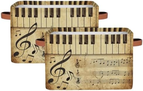 AUUXVA Vintage Storage Baskets Music Note Storage Bins Piano Key Storage Cube by AUUXVA