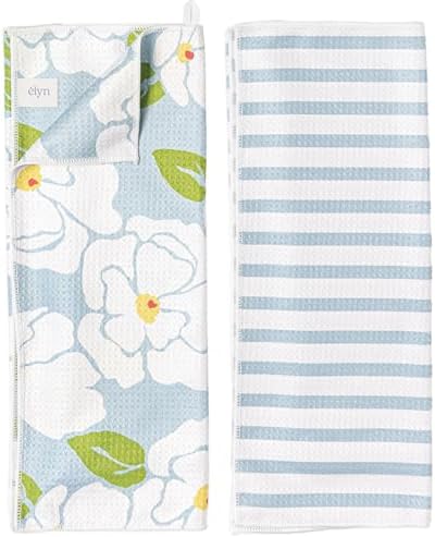 ELYN Microfiber Kitchen Dish Towel Set, Quick-Dry & Absorbent Waffle Weave by ELYN