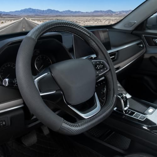 D Shaped Car Steering Wheel Cover 14.5"-15", Non-Folding Packaging by Mihecor