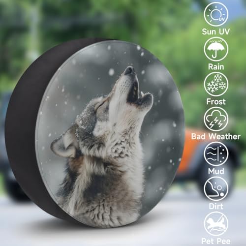 Spare Tire Cover for RV Trailer, Animal Wolf Tire Covers Universal Fit for - Image 3