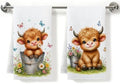 2 Pcs Cute Highland Cow Kitchen Towels, Cows Soft Absorbent Hand Towels 04 by ZHAMEN