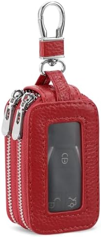 SENDEFN Car Key Fob Case Double Zipper Leather Smart Remote Keychain Protector by SENDEFN