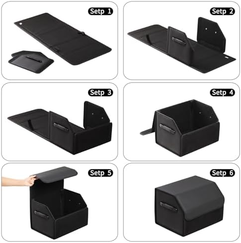 AUTOARK Leather Car Trunk Organizer, Durable Collapsible Adjustable - Image 3