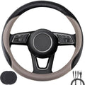 Car Steering Wheel Cover, Non-Slip Leather Protector by KANYO-AUTO