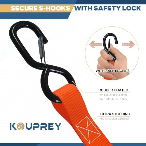 Ratchet Straps, Ratchet Tie Downs，Orange-standard-15ft：4 - Image 4