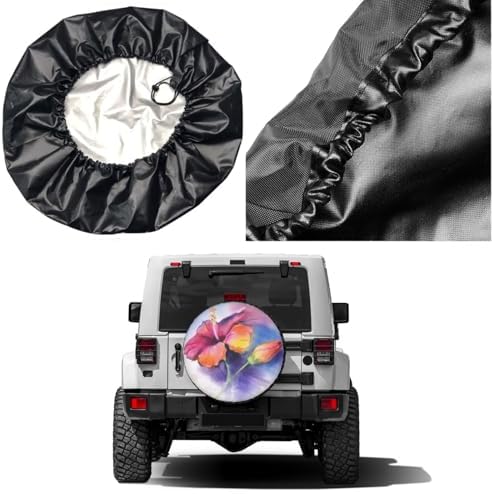 Delerain Colorful Hibiscus Flower Spare Tire Cover Wheel Protectors Sun - Image 5