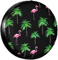 Palm Flamingos Black Spare Tire Cover by TZBVTAU