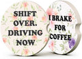 Funny Coffee Lover Car Coasters, Colorful Girly Floral Cup Holders by Unknown