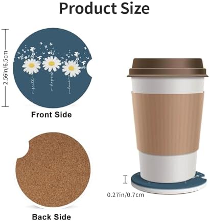 Daisy Faith Hope Love Car Cup Holder Coasters 2 Pack 2.63" - Image 4