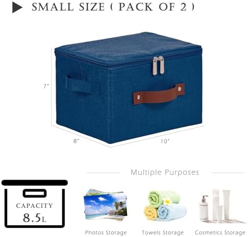 2PCS Storage Bins with Zipper Lids Decorative Lidded Basket Box - Image 3