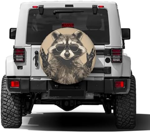 Delerain Spare Tire Cover Funny Raccoon Wheel Covers Sun Protection Waterproof - Image 2